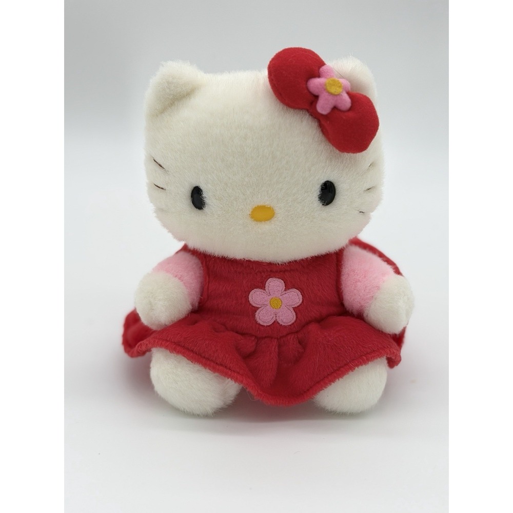 Sanrio Hello Kitty 2000's Pink Flower Red Dress Vintage Hard To Find